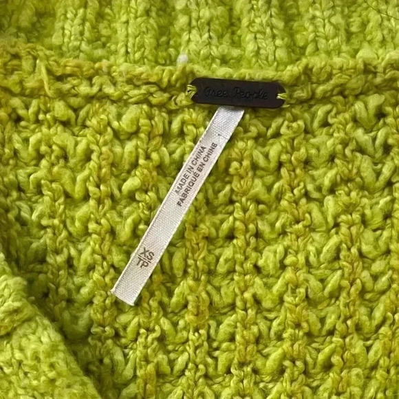 Free People Whistle Thermal Henley Sweater - Acid Lime Green - Size XS - Picture 5 of 7